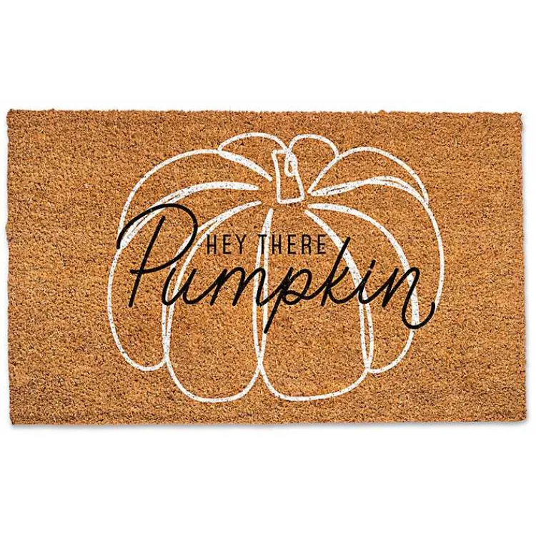 Fall>Kirklands Home Hey There Pumpkin Outline Doormat