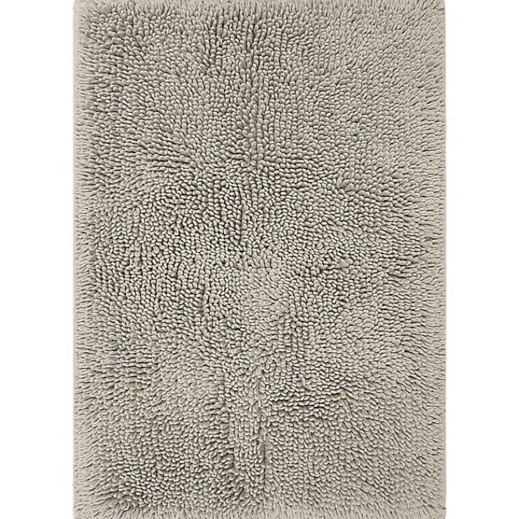 Kirklands Home High Pile Silver Cotton Non-Skid Classic Bath Mat Gray New