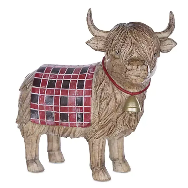 Christmas Decorations>Kirklands Home Highland Cow Christmas Figurines, Set of 2 Brown