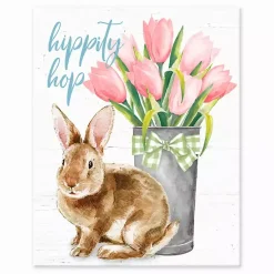 Easter Decorations>Kirklands Home Hippity Hop Rabbit Tabletop Canvas Art Print