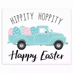Easter Decorations>Kirklands Home Hippity Hoppity Blue Truck Easel Back Canvas