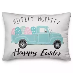 Easter Decorations>Kirklands Home Hippity Hoppity Blue Truck Accent Pillow