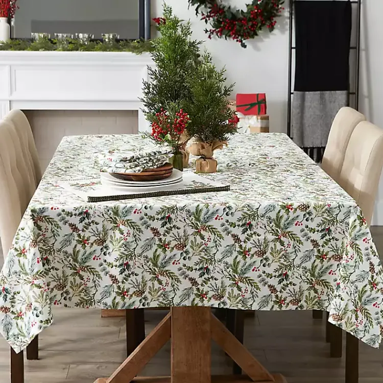 Christmas Dining & Entertaining>Kirklands Home Holiday Berries Tablecloth, 52 in.