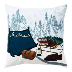 Christmas Pillows>Kirklands Home Holiday Campsite Embroidered Throw Pillow