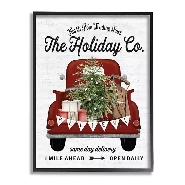 Christmas Art & Wall Decor>Kirklands Home Holiday Co. Truck and Winter Fir Tree Wall Plaque