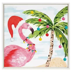 Christmas Art & Wall Decor>Kirklands Home Holiday Flamingo Framed Canvas Art Print