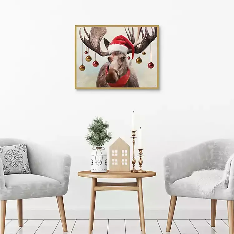 Christmas Decorations>Kirklands Home Holiday Moose Framed Art Print Brown