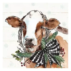 Christmas Art & Wall Decor>Kirklands Home Holiday on the Farm Cow Canvas Art Print