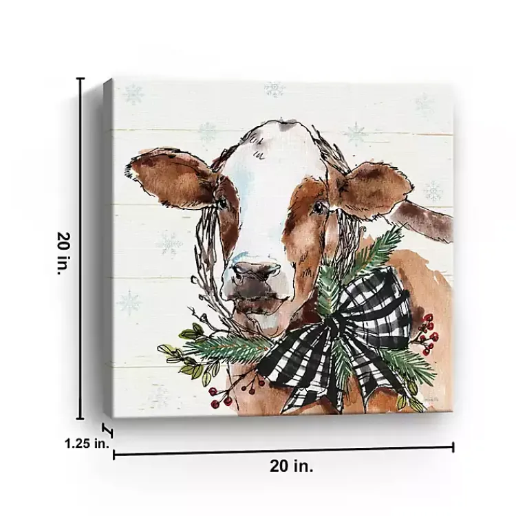 Christmas Art & Wall Decor>Kirklands Home Holiday on the Farm Cow Canvas Art Print