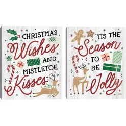 Christmas Art & Wall Decor>Kirklands Home Holiday Phrase Canvas Art Prints, Set of 2