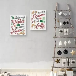 Christmas Art & Wall Decor>Kirklands Home Holiday Phrase Canvas Art Prints, Set of 2