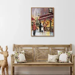 Christmas Art & Wall Decor>Kirklands Home Holiday Shoppers in Snow Christmas Wall Plaque Multi