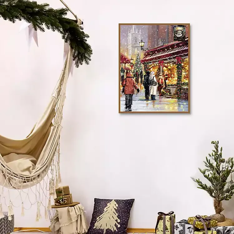 Christmas Art & Wall Decor>Kirklands Home Holiday Shoppers in Snow Christmas Wall Plaque Multi