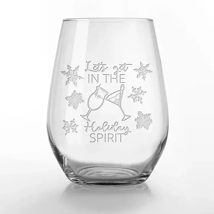 Christmas Dining & Entertaining>Kirklands Home Holiday Spirit Etched Wine Glasses, Set of 2 Clear