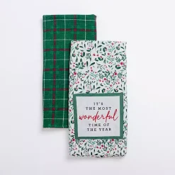 Kirklands Home Holly and Plaid Kitchen Towels, Set of 2 Outlet