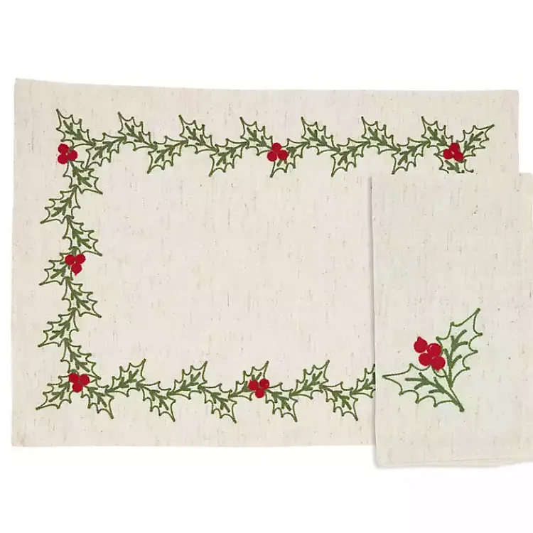 Christmas Dining & Entertaining>Kirklands Home Holly Berry 8-pc. Placemat and Napkin Set