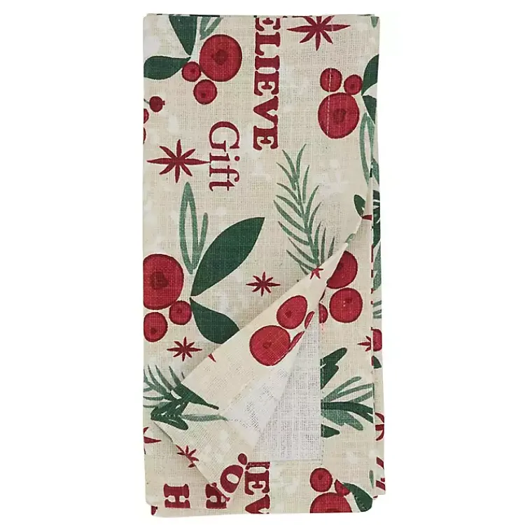 Christmas Dining & Entertaining>Kirklands Home Holly Berry Typography Christmas Napkins, Set of 4