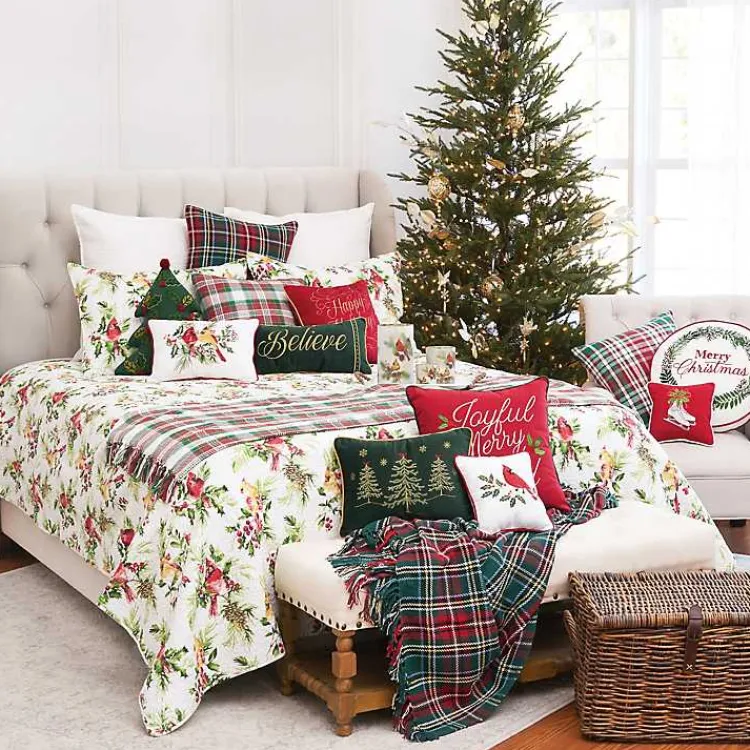 Christmas Pillows>Kirklands Home Holly Christmas Tree Shaped Pillow Green