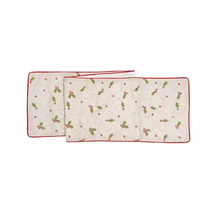 Christmas Dining & Entertaining>Kirklands Home Holly Embroidered Table Runner