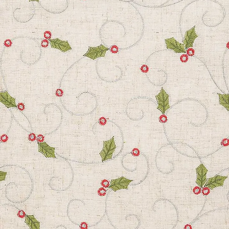Christmas Dining & Entertaining>Kirklands Home Holly Embroidered Table Runner