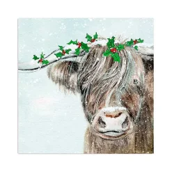 Christmas Art & Wall Decor>Kirklands Home Holly Highland Cow Canvas Art Print