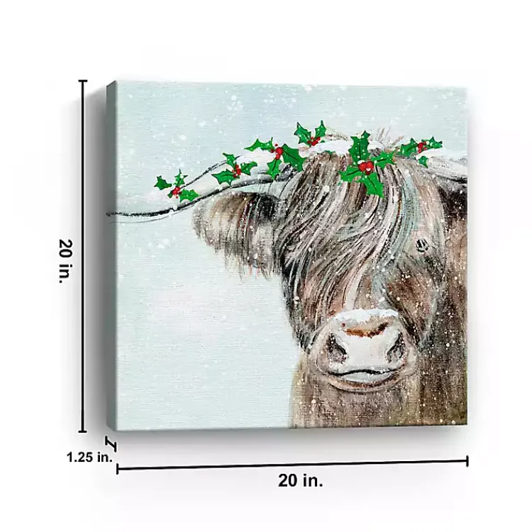 Christmas Art & Wall Decor>Kirklands Home Holly Highland Cow Canvas Art Print