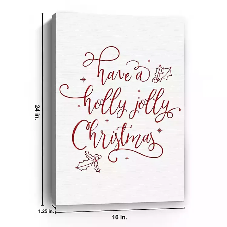 Christmas Art & Wall Decor>Kirklands Home Holly Jolly Christmas Canvas Wall Plaque