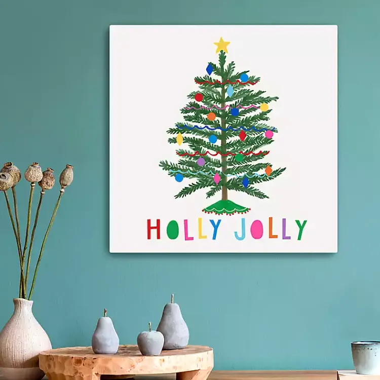 Christmas Art & Wall Decor>Kirklands Home Holly Jolly Christmas Tree Canvas Art Print