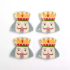 Kirklands Home Holly Nutcracker Shaped Appetizer Plates, Set of 4 Multi Hot