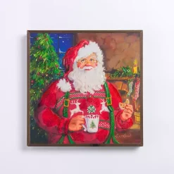 Christmas Art & Wall Decor>Kirklands Home Holly Santa Cookies and Hot Cocoa Canvas Art Print Multi