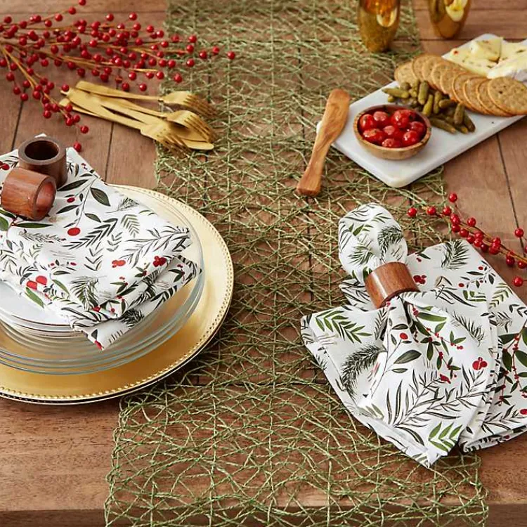 Christmas Dining & Entertaining>Kirklands Home Holly Twigs Cotton Napkins, Set of 6