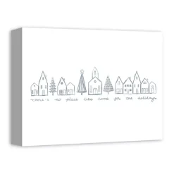 Christmas Art & Wall Decor>Kirklands Home Home for the Holidays Village Canvas Art Print White