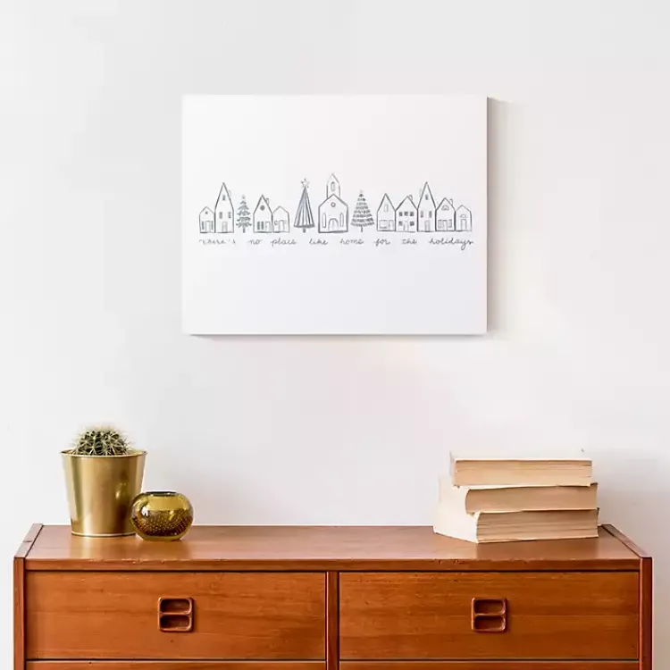 Christmas Art & Wall Decor>Kirklands Home Home for the Holidays Village Canvas Art Print White
