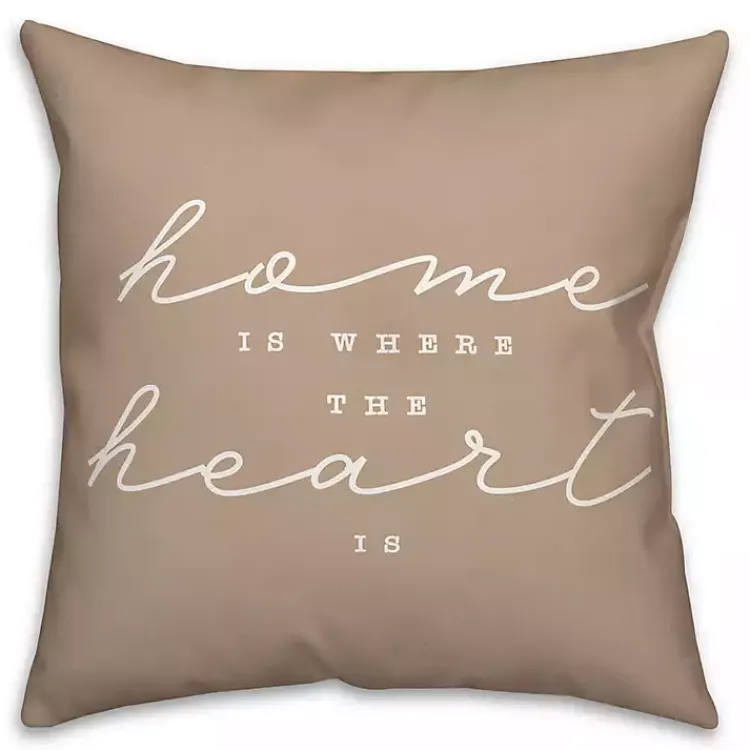 Pillows>Kirklands Home Home is Where the Heart is Indoor/Outdoor Pillow Tan