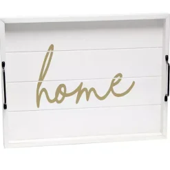 Decorative Trays>Kirklands Home Home Wash Wood Tray White