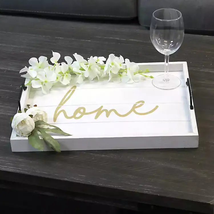 Decorative Trays>Kirklands Home Home Wash Wood Tray White