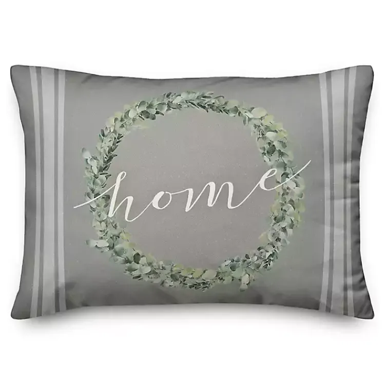 Pillows>Kirklands Home Home Wreath Indoor/Outdoor Lumbar Pillow Gray