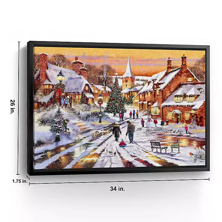 Christmas Art & Wall Decor>Kirklands Home Hometown Snow Day Framed Canvas Art Print