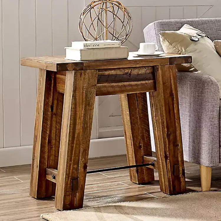 Kirklands Home Honey Acacia Rustic Accent Table Tan New