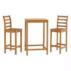 Kirklands Home Honey Acacia Wood Bar Height 3-pc. Bistro Set Tan Clearance