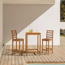 Kirklands Home Honey Acacia Wood Bar Height 3-pc. Bistro Set Tan Clearance