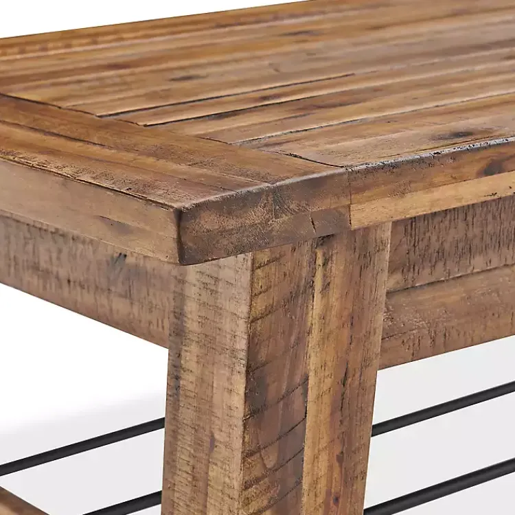 Kirklands Home Honey Acacia Wood Coffee Table with Metal Bars Tan Best