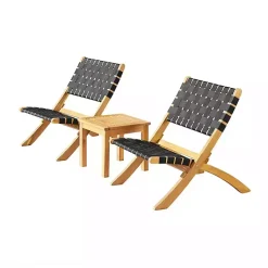 Kirklands Home Honey Acacia Wood Low Slung 3-pc. Bistro Set New