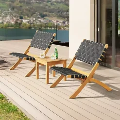 Kirklands Home Honey Acacia Wood Low Slung 3-pc. Bistro Set New