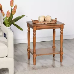 Kirklands Home Honey Wood Sybil Accent Table Brown Clearance
