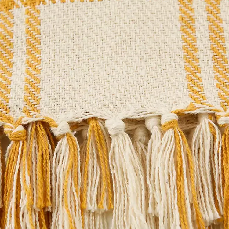 Blankets & Throws>Kirklands Home Honey Gold Plaid Fringe Throw Yellow