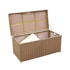 Kirklands Home Honey Wicker Outdoor Storage Box Brown Sale