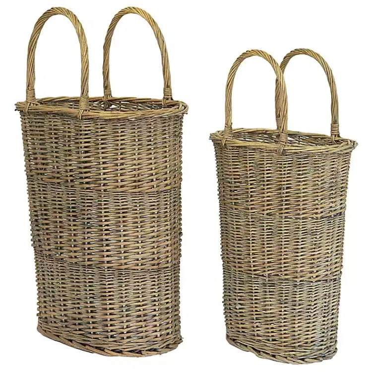 Baskets & Boxes>Kirklands Home Honey Wicker Tall Oval Baskets, Set of 2 Brown