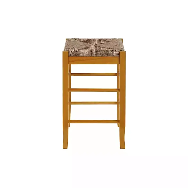 Kirklands Home Honey Wood and Woven Rush Counter Stool Tan Sale