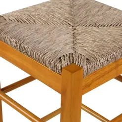 Kirklands Home Honey Wood and Woven Rush Counter Stool Tan Sale